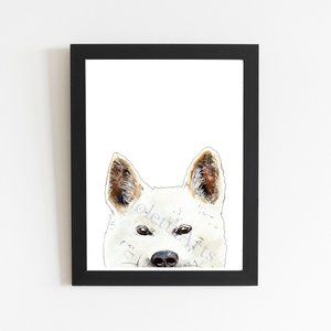 Jindo Korean Dog Art Print, Watercolor Puppy Hand-painted Illustration, Pet Love